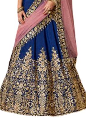 Blue Coloured Dupion Silk Embroidered Lehenga Choli With Dupatta 3
