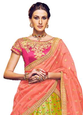 Mehandi Coloured Dupion Silk Embroidered Lehenga Choli With Dupatta 2