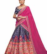Blue Coloured Dupion Silk Embroidered Lehenga Choli With Dupatta
