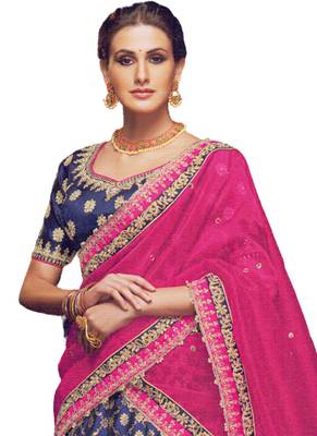 Blue Coloured Dupion Silk Embroidered Lehenga Choli With Dupatta 2