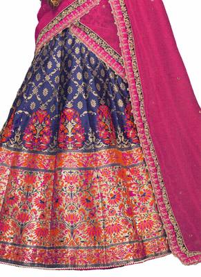 Blue Coloured Dupion Silk Embroidered Lehenga Choli With Dupatta 3