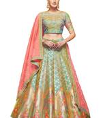Green Coloured Dupion Silk Embroidered Lehenga Choli With Dupatta