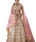Beige Coloured Dupion Silk Embroidered Lehenga Choli With Dupatta