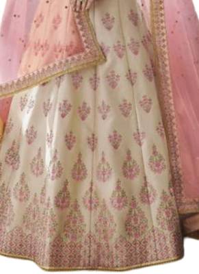 Beige Coloured Dupion Silk Embroidered Lehenga Choli With Dupatta 3