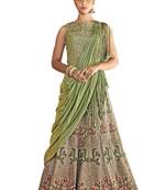 Grey Coloured Dupion Silk Embroidered Lehenga Choli With Dupatta