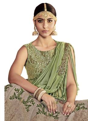 Grey Coloured Dupion Silk Embroidered Lehenga Choli With Dupatta 2