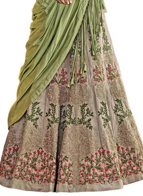 Grey Coloured Dupion Silk Embroidered Lehenga Choli With Dupatta 3