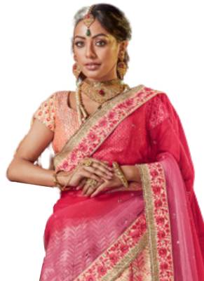 Pink Coloured Dupion Silk Embroidered Lehenga Choli With Dupatta 2