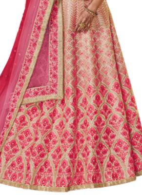 Pink Coloured Dupion Silk Embroidered Lehenga Choli With Dupatta 3