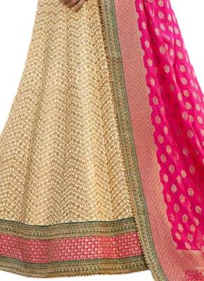 Cream Coloured Dupion Silk Embroidered Lehenga Choli With Dupatta 3