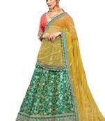 Green Coloured Brocade Embroidered Lehenga Choli With Dupatta