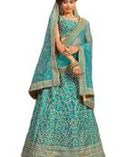 Blue Coloured Dupion Silk Embroidered Lehenga Choli With Dupatta