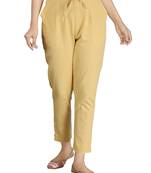 Beige plain cotton trousers