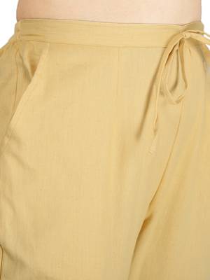 Beige plain cotton trousers 5