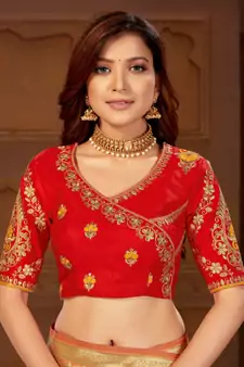 Yellow woven banarasi saree with blouse