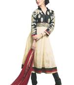 Green Embroidered Georgette semi stitched salwar with dupatta