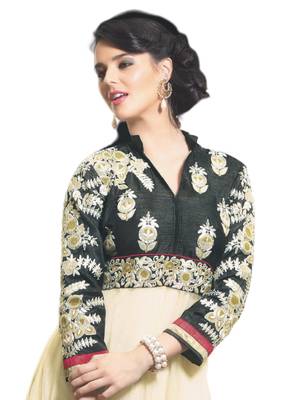 Green Embroidered Georgette semi stitched salwar with dupatta 2