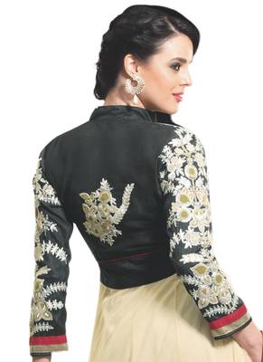 Green Embroidered Georgette semi stitched salwar with dupatta 3