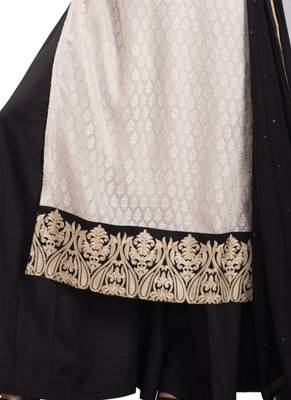 White embroidered Jacquard unstitched salwar with dupatta 3