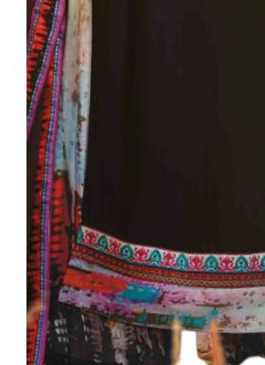 Black embroidered Georgette unstitched salwar with dupatta 3