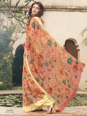 Light pink printed linen saree with blouse 1
