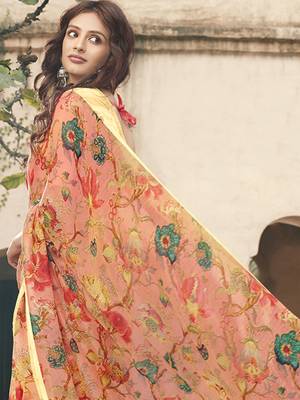 Light pink printed linen saree with blouse 2