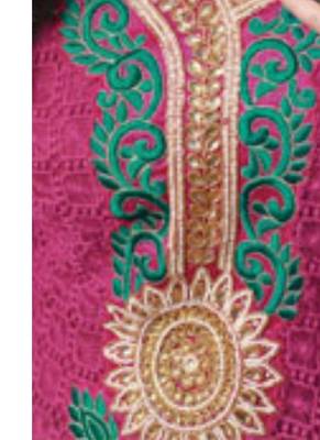 Magenta embroidered Georgette unstitched salwar with dupatta 2
