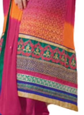 Magenta embroidered Georgette unstitched salwar with dupatta 3