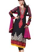 Black embroidered Georgette unstitched salwar with dupatta