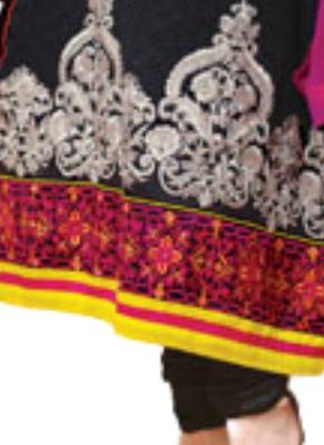 Black embroidered Georgette unstitched salwar with dupatta 3