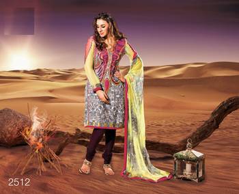 multicolor embroidered Crepe unstitched salwar with dupatta 4