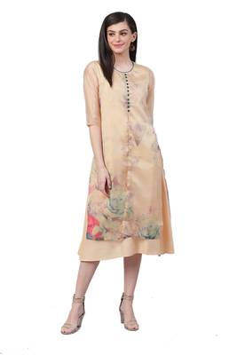 Beige printed rayon ethnic-kurtis 1