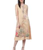 Beige printed rayon ethnic-kurtis