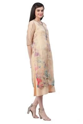 Beige printed rayon ethnic-kurtis 3