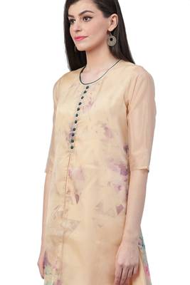 Beige printed rayon ethnic-kurtis 4