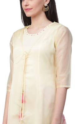 Cream printed rayon long-kurtis 4