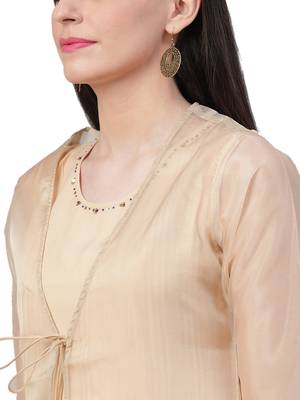 Beige printed rayon long-kurtis 4