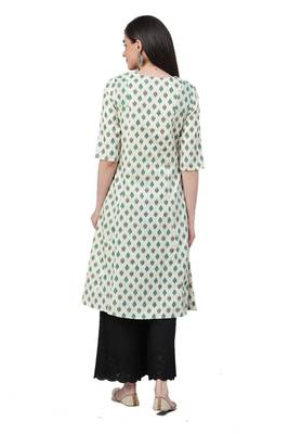 White printed cotton ethnic-kurtis 2