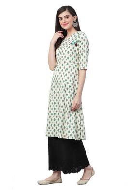 White printed cotton ethnic-kurtis 3