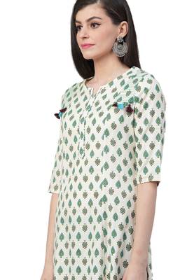 White printed cotton ethnic-kurtis 4