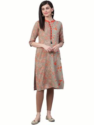 Grey printed rayon ethnic-kurtis 1