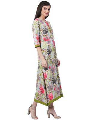Grey printed rayon long-kurtis 3