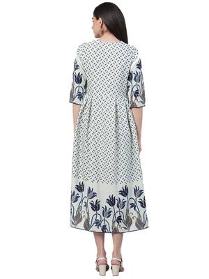 White printed cotton long-kurtis 2