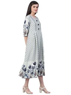 White printed cotton long-kurtis 3