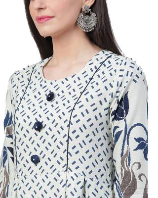 White printed cotton long-kurtis 4