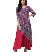 Maroon plain rayon long-kurtis