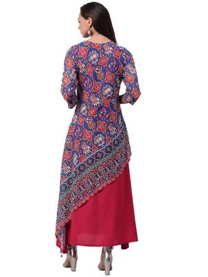 Maroon plain rayon long-kurtis 2