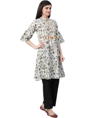 White printed cotton ethnic-kurtis 3