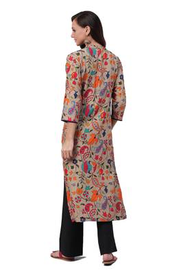Beige printed rayon ethnic-kurtis 2