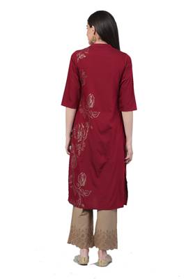 Maroon printed rayon ethnic-kurtis 2